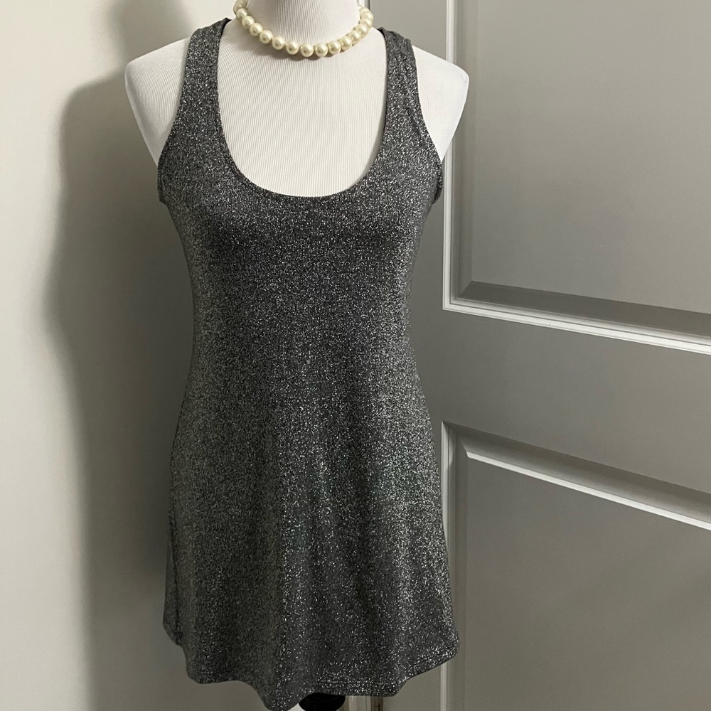VERONICA M | sparkly silver gray tank cocktail dress | size S